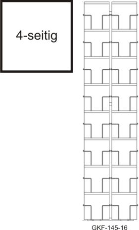 Kartenbodenständer, 145 mm Q, 64 Fächer, 2-reihig, 4-seitig, schwarz